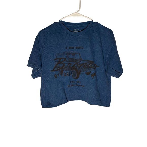 Ford Bronco Rare Breed Retro Blue Cropped Cutoff Tshirt Size XL - Picture 1 of 6